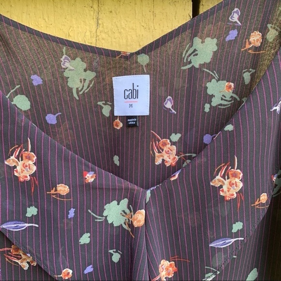 Cabi Pinstripe Cami Pinstripe Floral Tank Size Medium - Picture 6 of 9